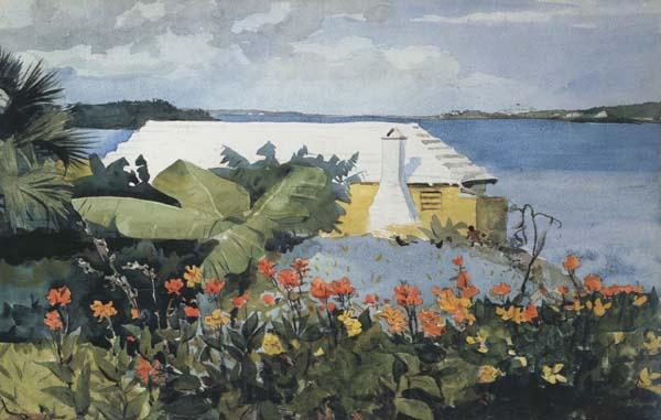 Winslow Homer Flower Garden and Bungalow,Bermuda (mk44) Norge oil painting art